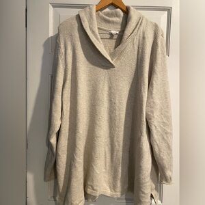 J Jill shawl collar sweater, cream, 3X